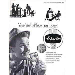 Vintage 1958 Schaefer Lager Beer Print Ad Retro Men Fashion Fedora Hat